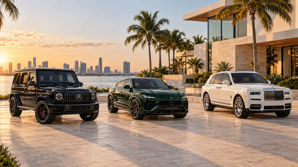 Miami-inspired illustration for Luxautos
